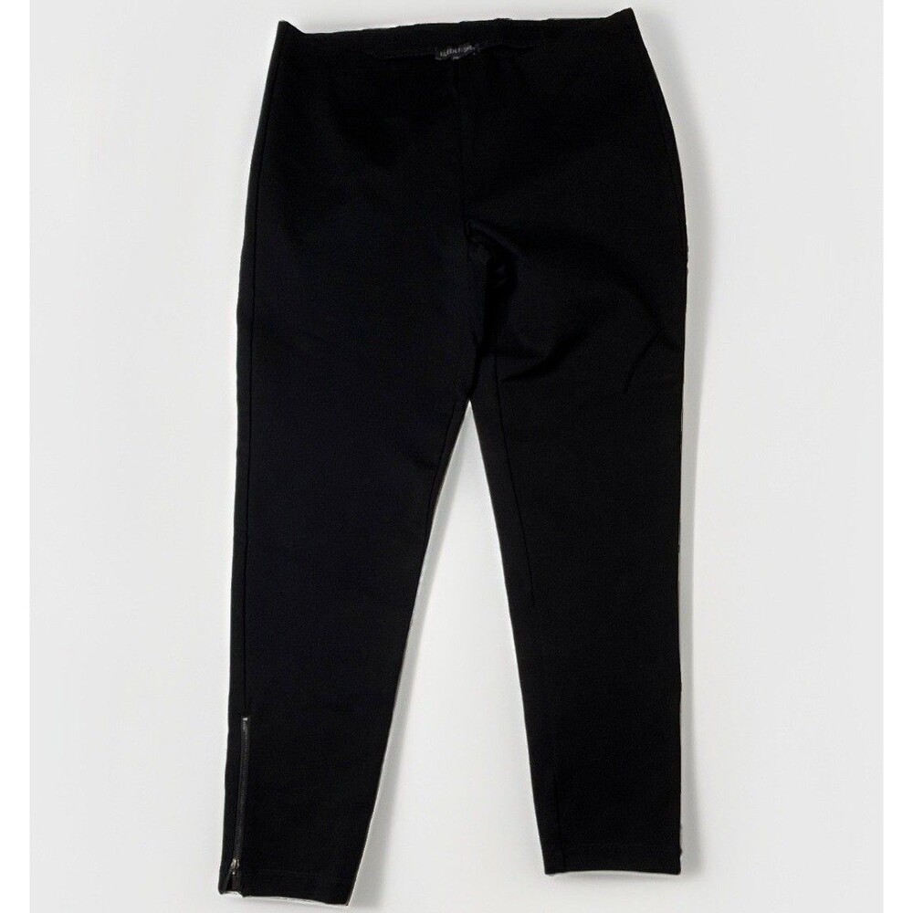 Eileen Fisher Black Zipper Ankle Straight Leg Pull On Pants sm
